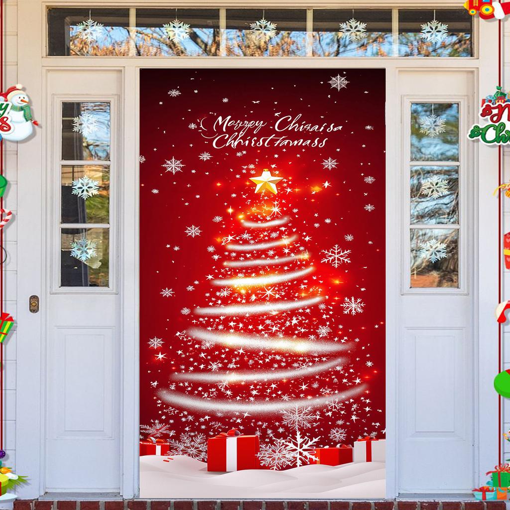 Christmas Door Decoration Festival Party Background Decoration Santa Decoration Tapestry