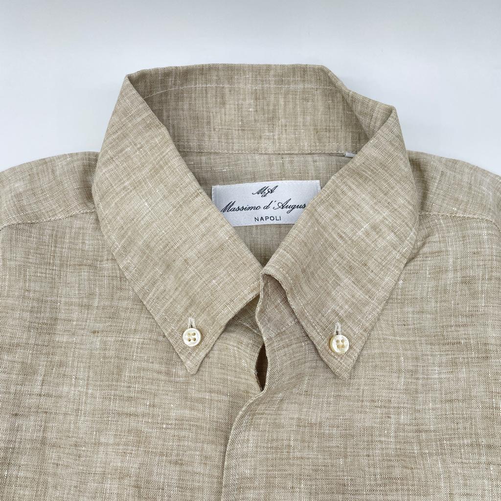Massimo d'Augusto Beige MAX6 100% Linen One-Piece Button-Down Shirt Tops M beigeUsed