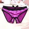 Women Sexy Open Crotch Panties High Quality Luxury Underwear Fashion Bow Silk Satin Underpants Comfortable Crotchless Briefs