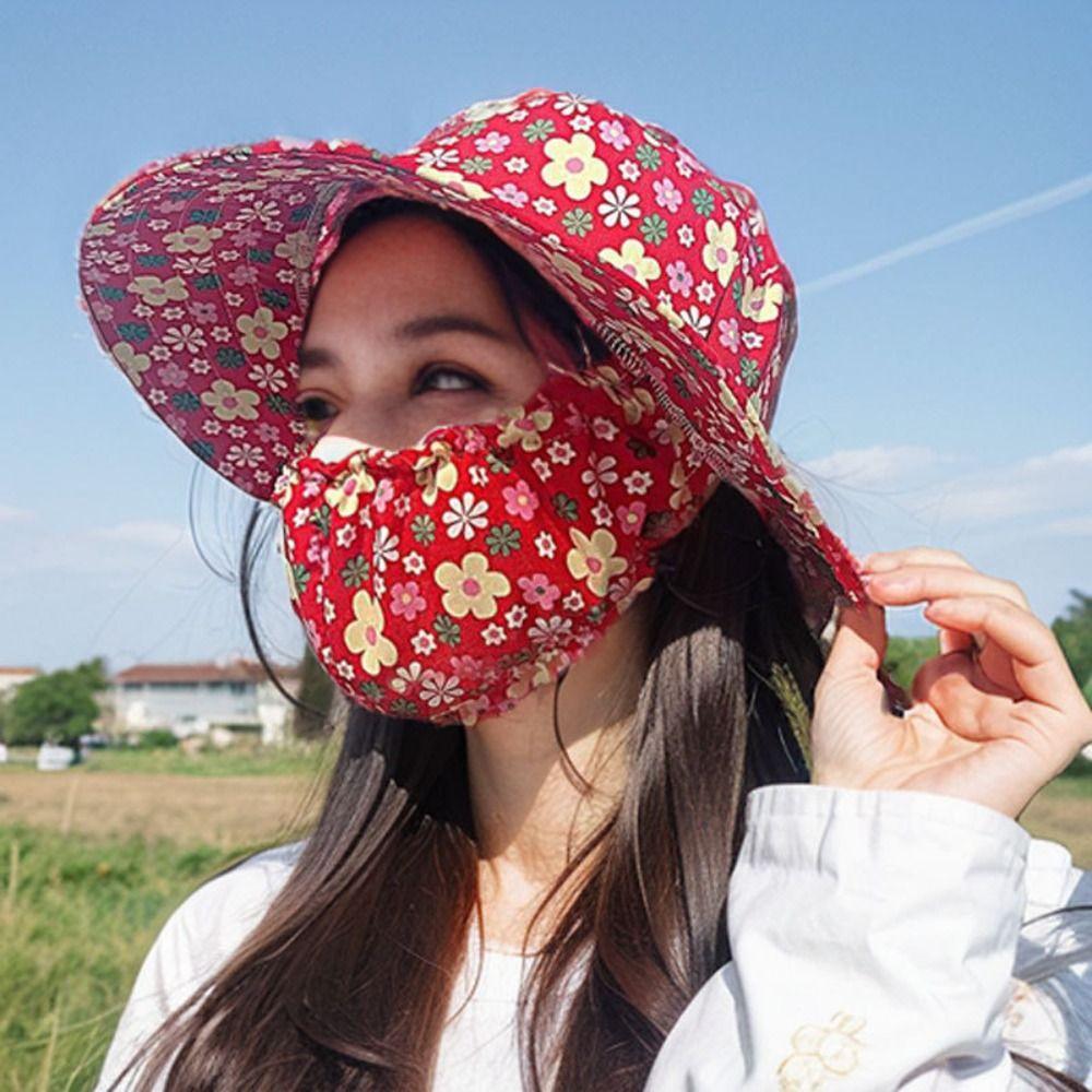 Face Mask Women Sun Hat Cover Face Cap Bucket Hat Lightweight Sunscreen Mask Ladies/Girls