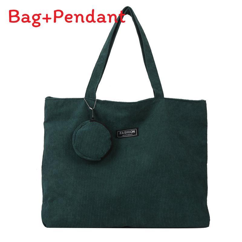 Simple Fashionable Corduroy Tote Bag With Carriage Stitching For Everyday Casual Wear