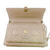 Christian Dior Logo Leather Lady Dior Wallet Chain Beige Leather Used