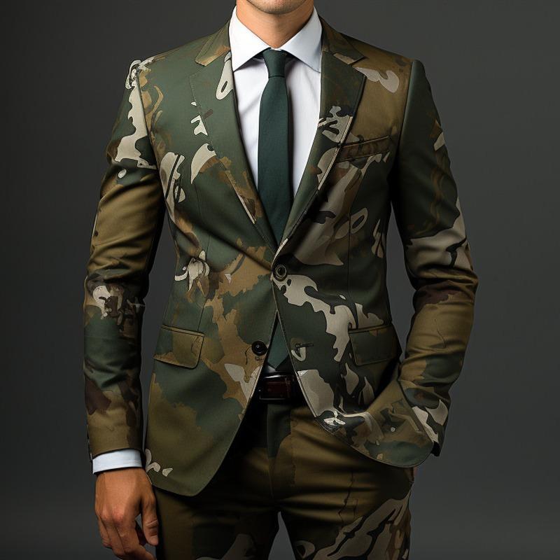 Men's 3D Printed Suit Cos Party Stage Nightclub Shiny Cool Performance Suit