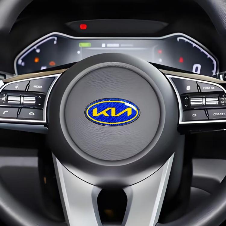 AIL1 1 Stück 3D neuestes KIA KN Kohlefaser Lenkrad Emblem Aufkleber Auto Lenkrad Auto Innenraum Emblem Auto Styling Zubehör