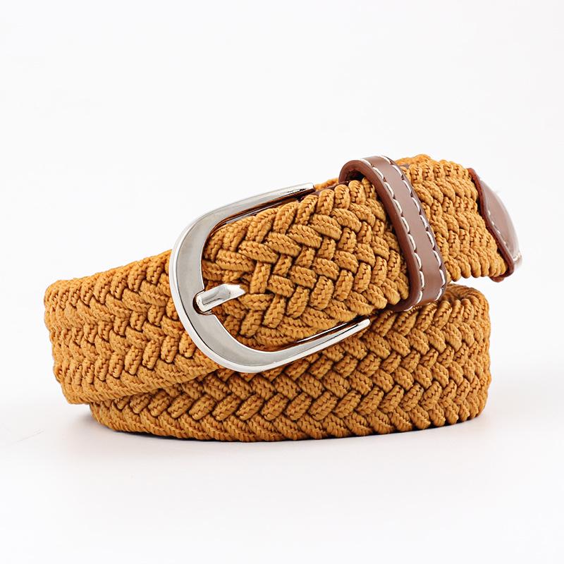 Unisex Youth Elastic Woven Canvas Leather Belt