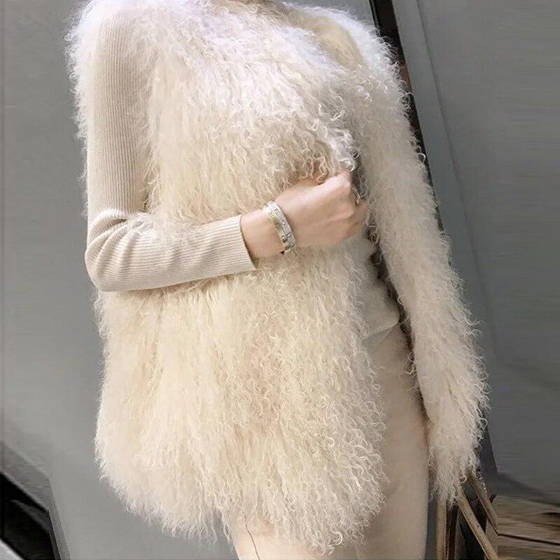 Fur Coat Women Imitation Wool Vest Mid Length  Faux Fur Fashion Solid Colors Elegant Temperament Winter Coat Women