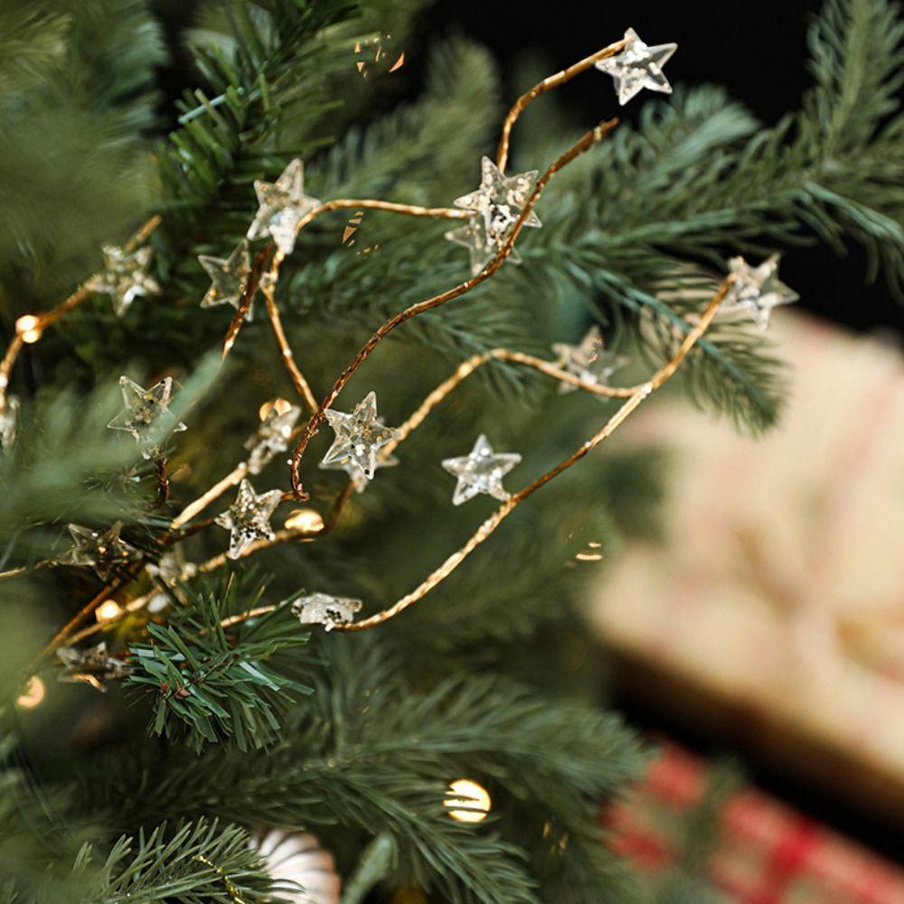 Gemstone Xmas Tree Glitter Branches Five-pointed Star Glitter Berry Stems  Holiday Party