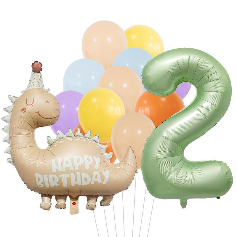 40 Inch Olive Green Digital Retro Matte Small Dinosaur Aluminum Film Balloon Package Birthday Party Atmosphere Decoration