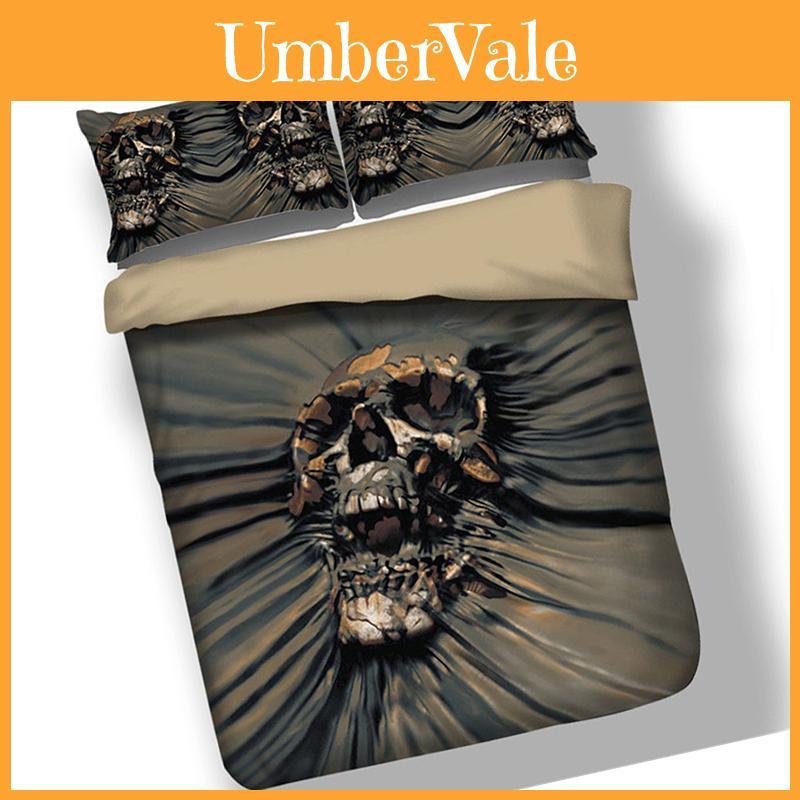 Versatile Skull 3d Duvet Quilt Cover With Pillow Case Reversible Bedding Set For Every Season