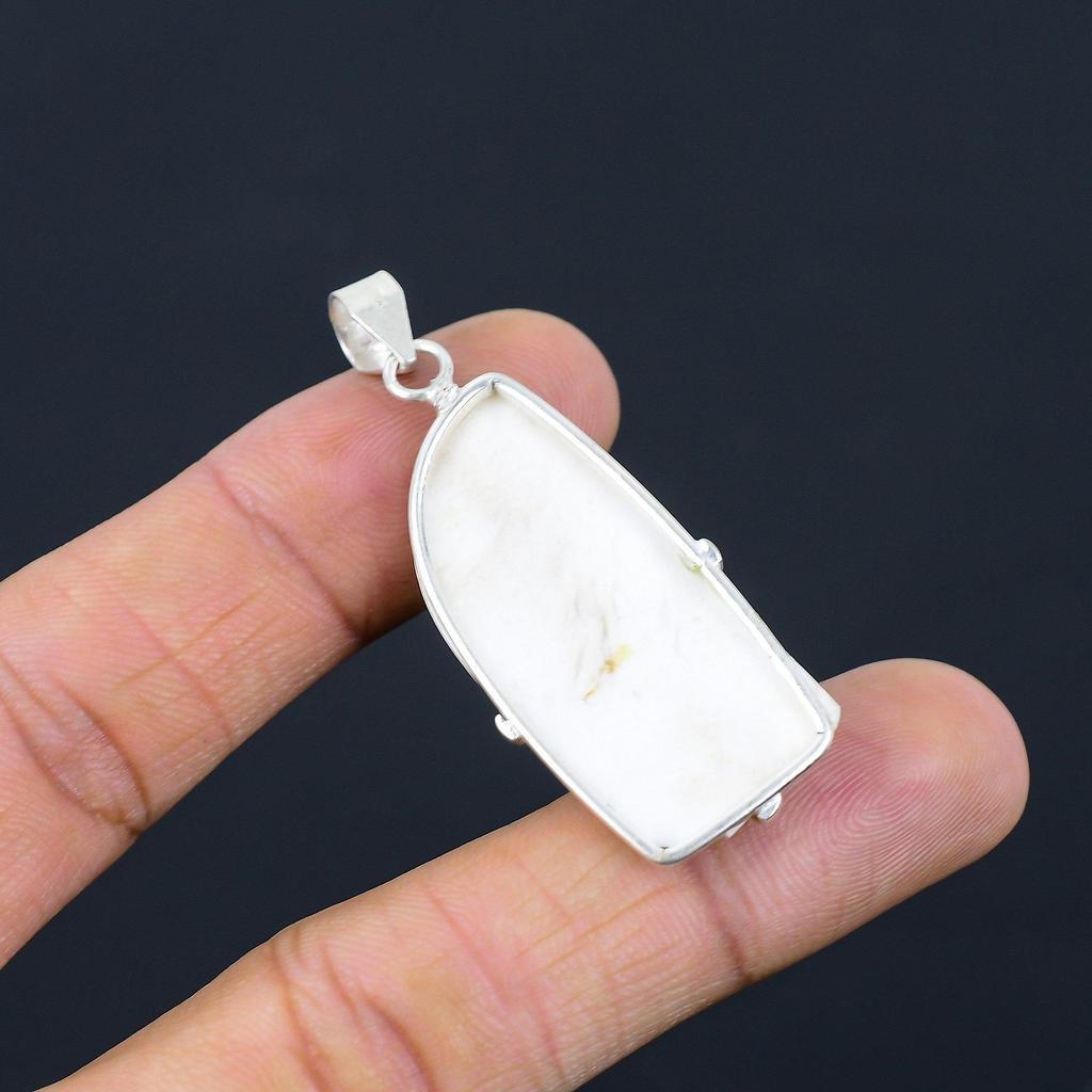 Mothers Day Sale Sterling Silver Crown Chakra Natural Scolecite Bezel Pendant