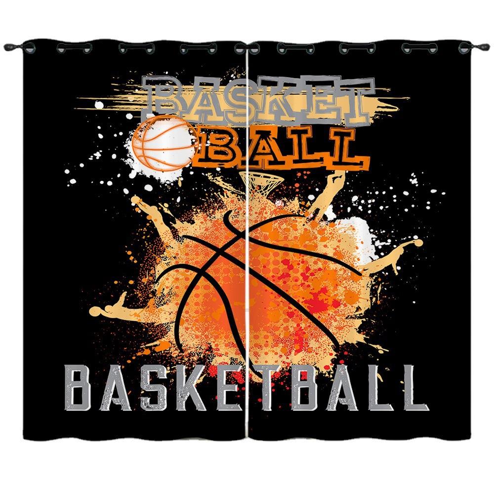 Curtains Bedroom Basketball Sports Digital Printing Blackout Curtains Perforated Curtains