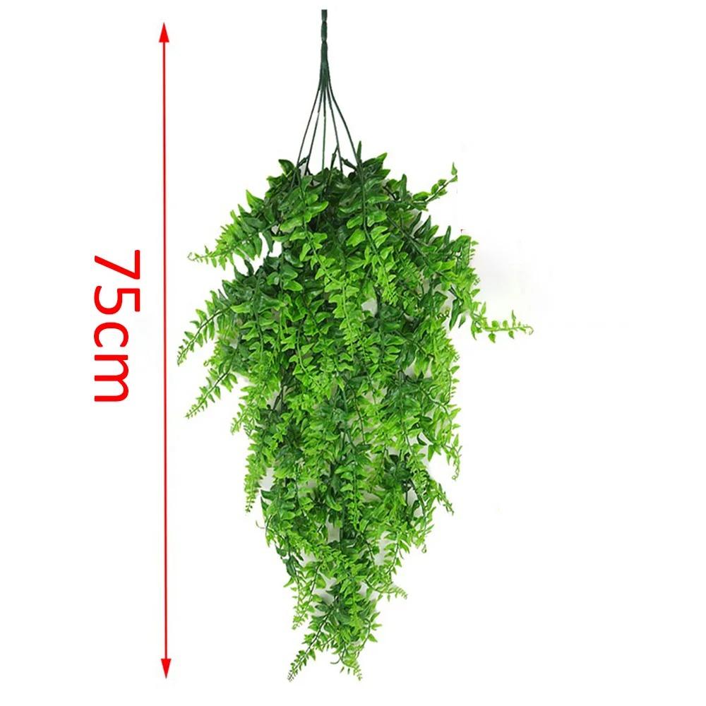 80CM Artificial Persian Fern Plants Vine Hanging Baskets Fake Plant Garland Rattan for Wall Garden Home Wedding Party Decor