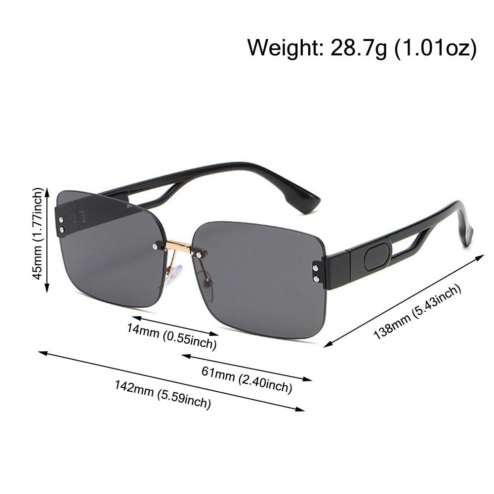 Korean Style Rimless Sunglasses Ins Style UV Protection Frameless Shades Gradient Lenses Rectangular Sun Glasses for Women & Men