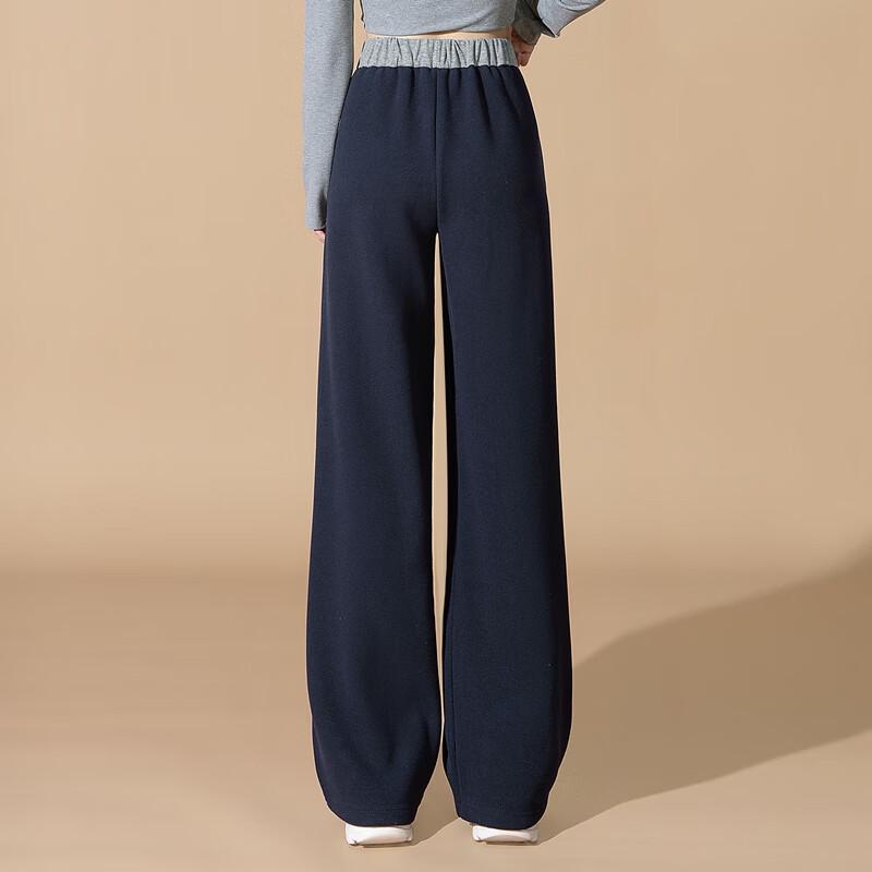Women's Color-block Fleece Lined Wide Leg Pants