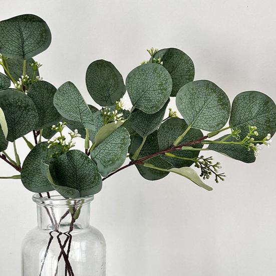 5Pcs Artificial Eucalyptus Leaves with Fruits Realistic Fake Greenery Plants DIY Floral Arrangements Table Centerpiece Decoration