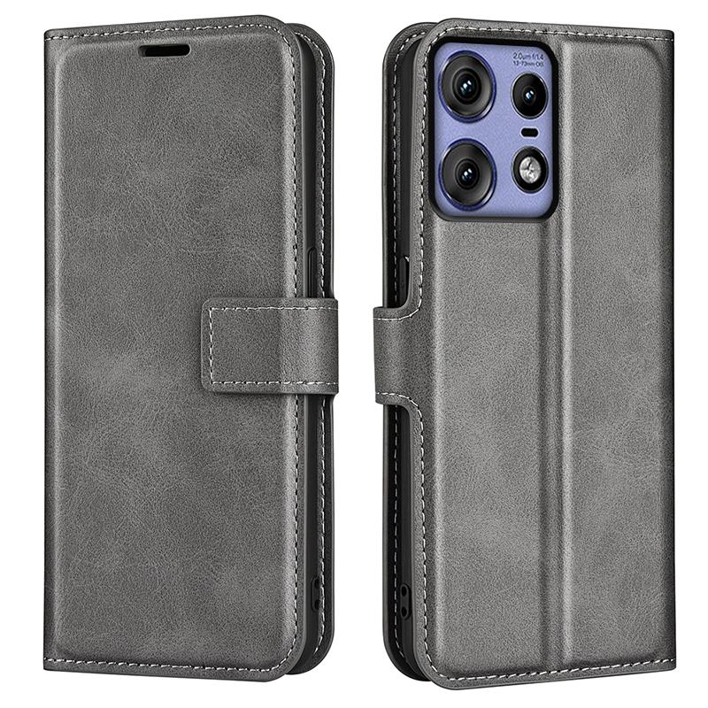 Für Motorola Edge 50 Pro 5G Hülle Klassische Kalbslederstruktur Horizontal aufklappbare Handyhülle