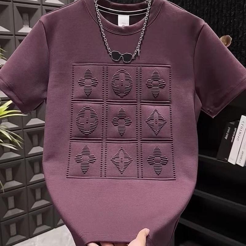 

2025 лето новый мужской универсальный футболка с коротким рукавом с принтом букв и стали тяжелой промышленности модный повседневный пуловер с круглым вырезом XL