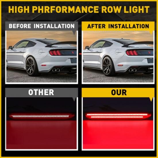 Smoked Lens LED Rear Bumper Red Side Marker Lights For 2015- Ford Mustang