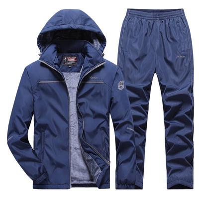 Tuta sportiva casual da corsa Tuta sportiva imbottita in velluto da uomo autunno e inverno Plus Set da due pezzi