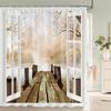 Bath Curtain 3D Printing Window Scenery Forest Shower Curtains 180*200Cm Waterproof Bathroom Curtain Washable Fabric With Hooks