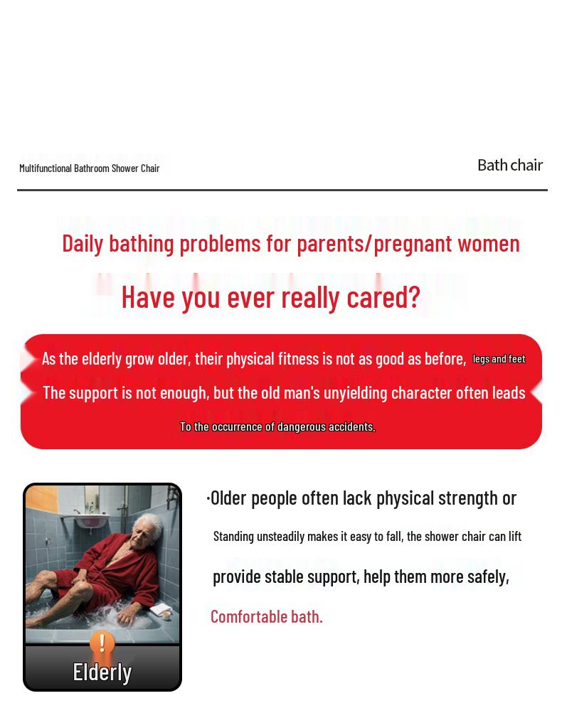 Rutschfester Aluminium-Bade-/Duschhocker für ältere Menschen & Schwangere