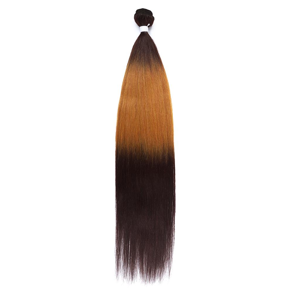 Synthetic Straight Hair Extension Salon Natural Hair Bundles 24-36 Inches Ombre Brown Blonde Fake Hair High Temperature Fiber
