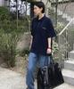 MOONSUN M.C Unisex, Logo Terry Polo Shirt / Navy
