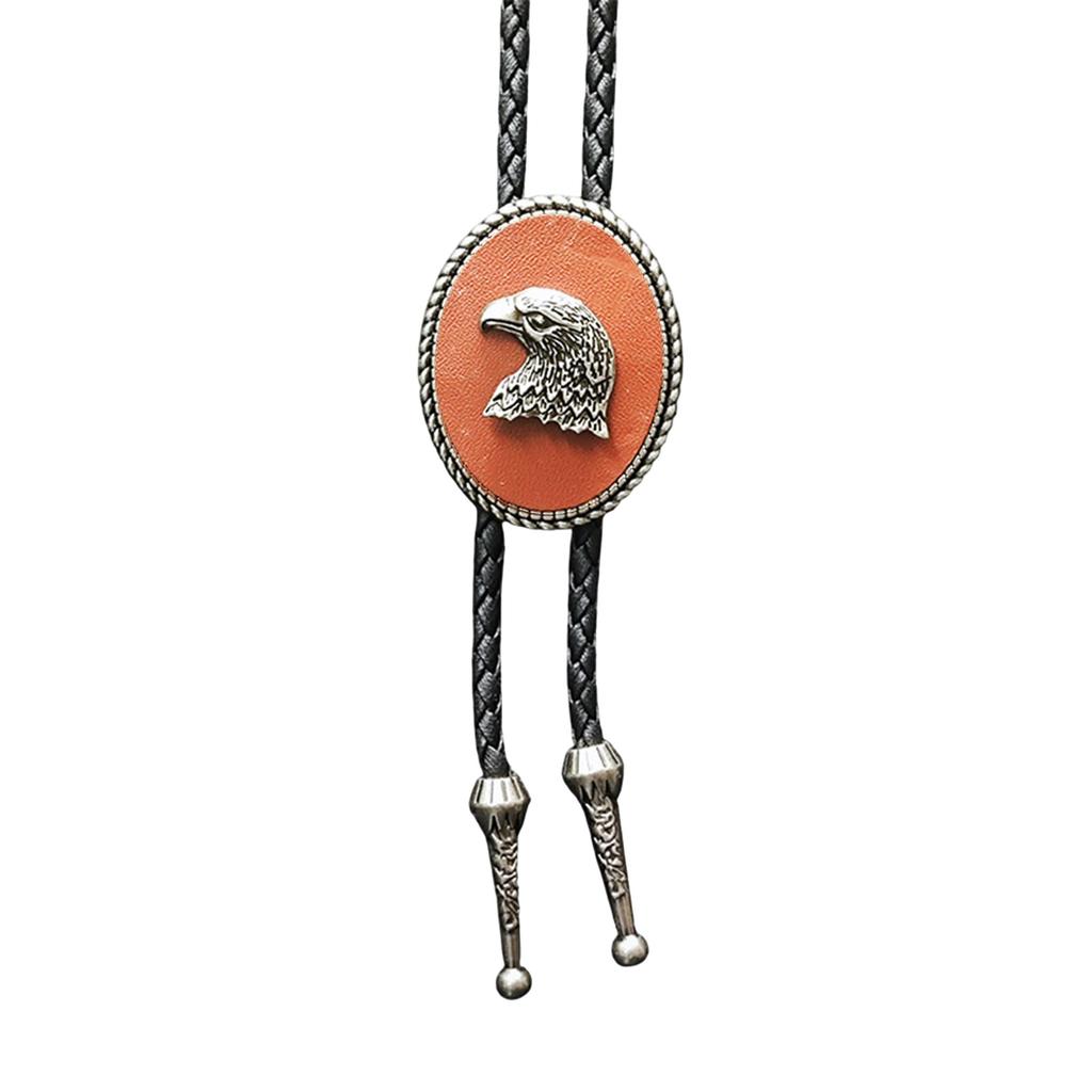 Eagle Head Bolo Tie Women Men Unisex Vintage PU Leather Necktie Rope Tie Neck Jewelry Rodeos Tie for Formal Theme Party