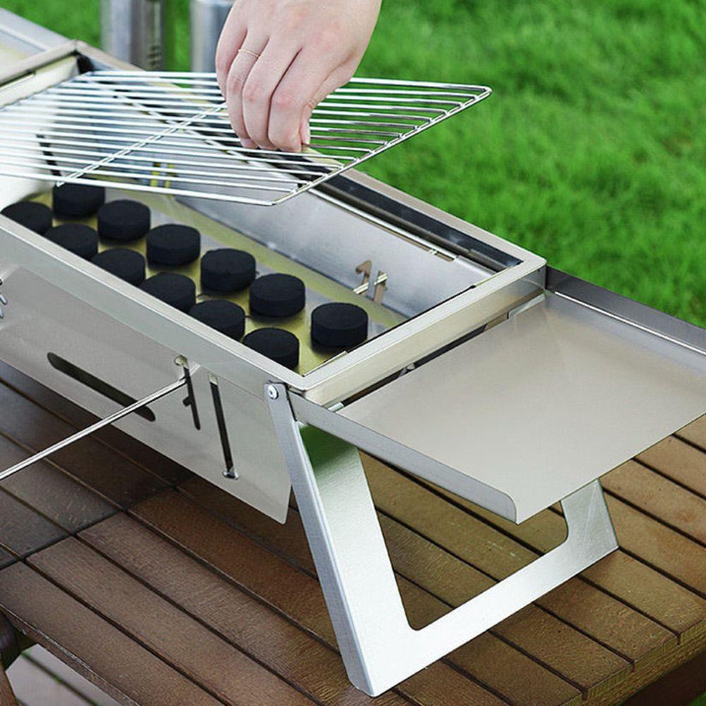 Stainless Steel Folding Barbecue Stove Rust-proof Barbecue Shelf Barbecue Grill Camping