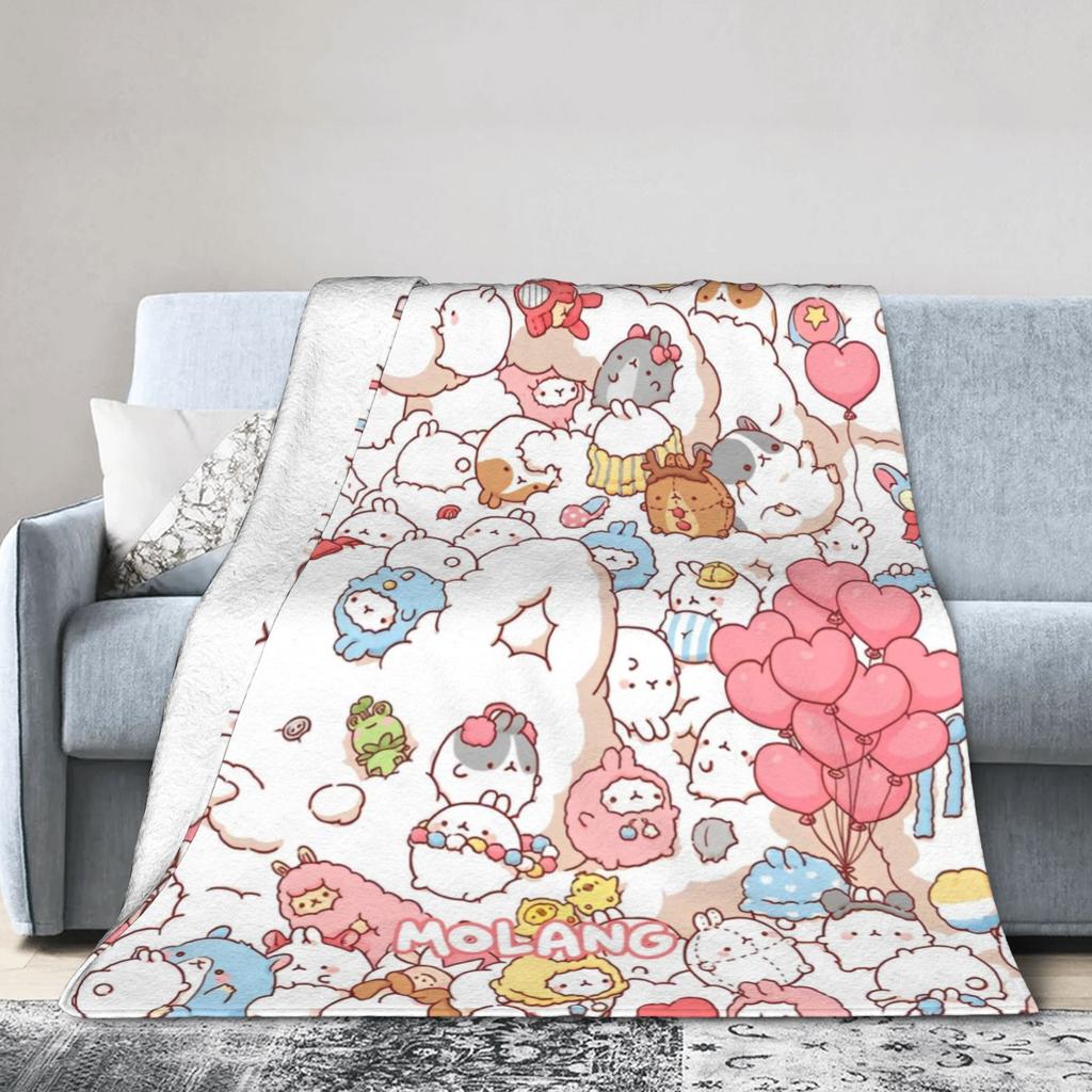 Molang Kawaill Rabbit Throw Blanket for Couch  Fuzzy Soft Plush Blanket 50x60 Inches Multiple Sizes Bedspreads for All Seasons