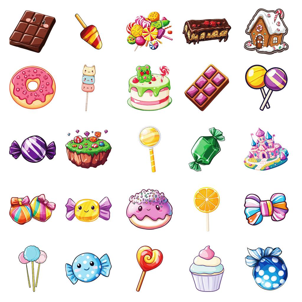 50 Creative Graffiti Stickers Various Candy Donuts Not Repeat Stickers
