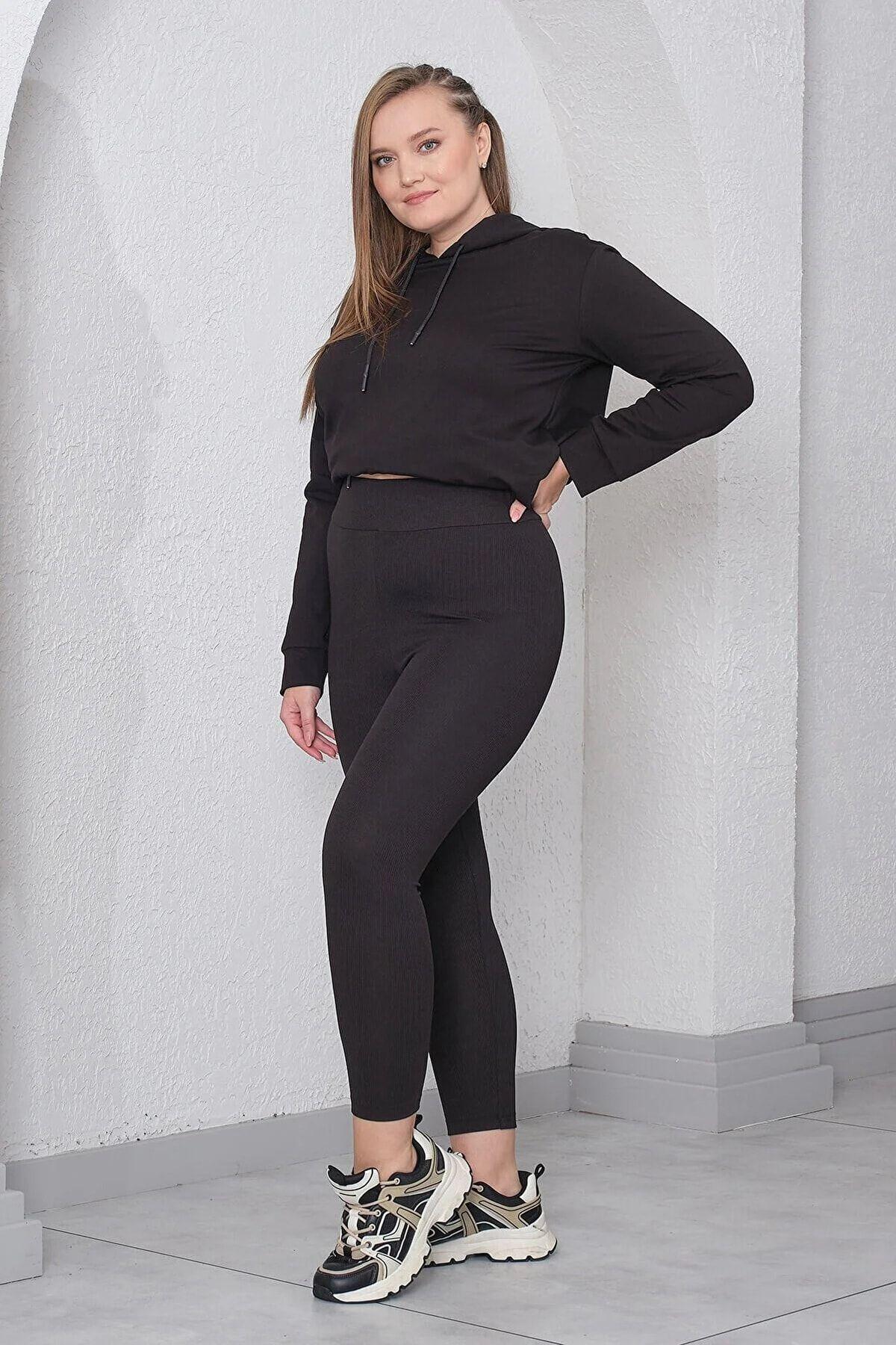 

Женские леггинсы больших размеров в рубчик XL/2XL