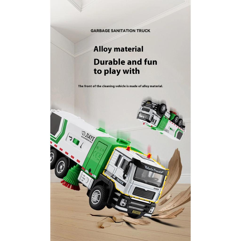 1/50 Vacuum Cleaning Truck Alloy Diecast Model Urban Sanitation Series Toys Hight Simulation Sound Light Toy Birthday Presents