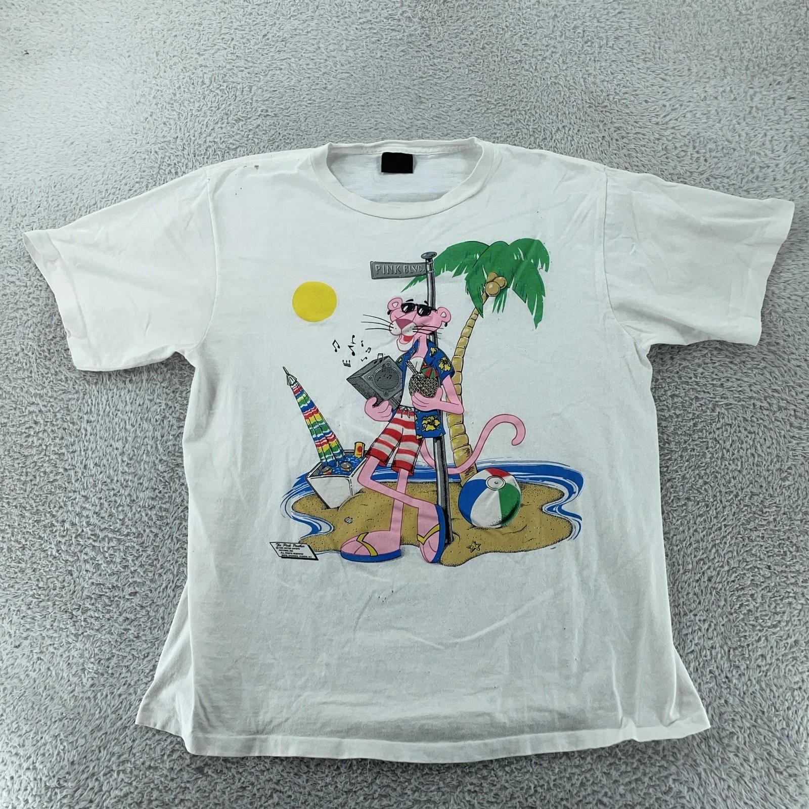 

Потертая винтажная футболка с Розовой Пантерой Мужская L/XL Пляжный бумбокс Мультфильм 90-х S