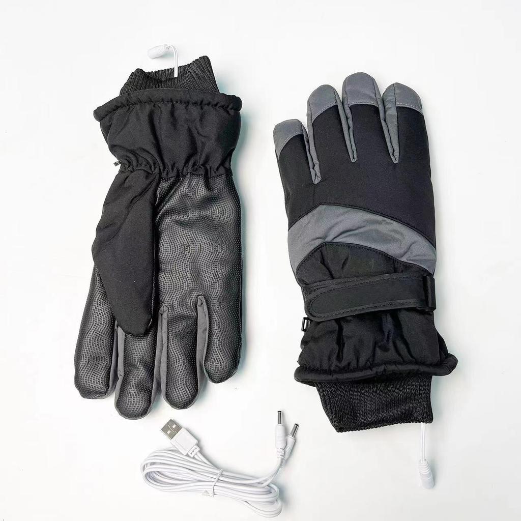 USB Heated Ski Gloves: Waterproof, Touchscreen-Compatible, Non-Slip, Thick Winter Warmth.
