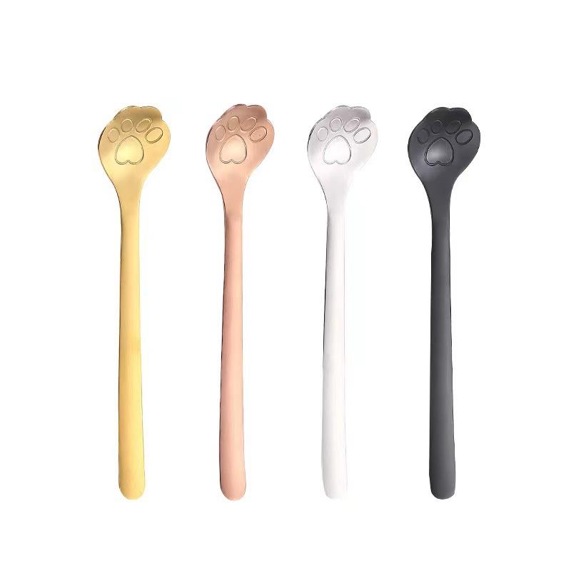 Creative 304 Stainless Steel Coffee Spoon Spoons Cute Stirring Spoons Gold Cat Paw Tea Coffee Spoon Dessert Kitchen Tools