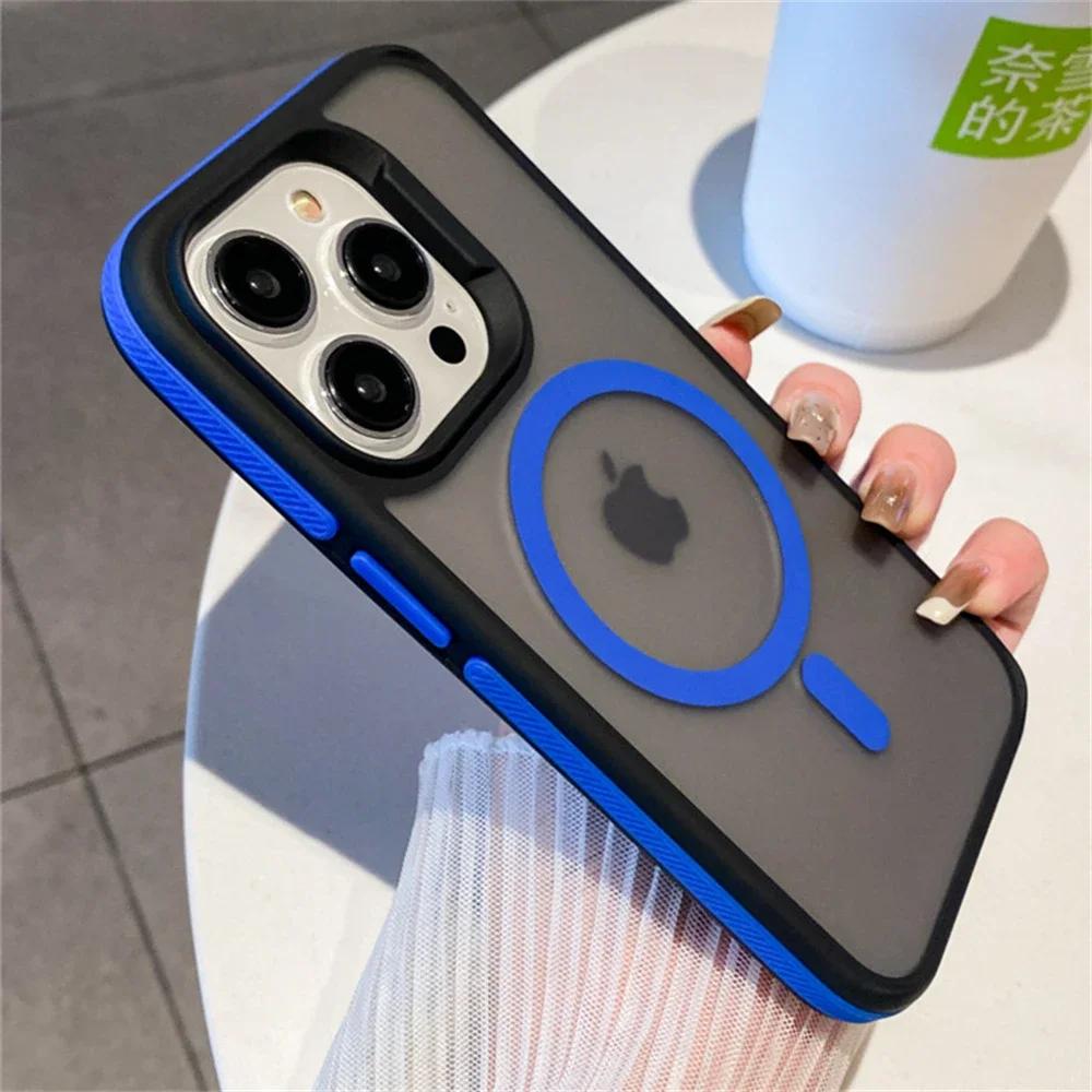 Luxury Frame Colorful Matte Translunt Magnetic For Magsafe Case For iPhone 14 11 12 13 15 Pro Max Plus Wireless Charging Cover