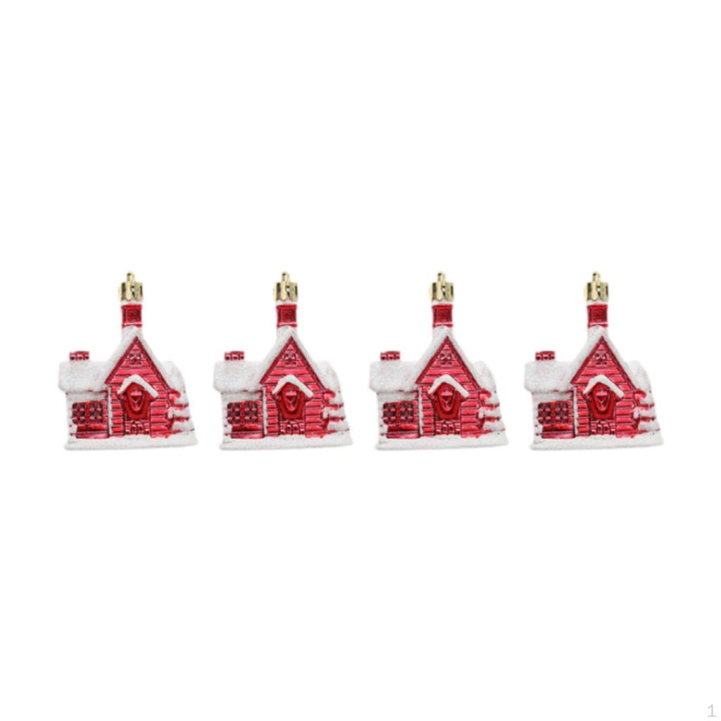 4 Pieces Christmas Tree Ornament Snow House Decoration DIY Cute Xmas Decor for Birthdays