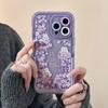 Piękne fioletowe kwiaty królik stojak etui na uchwyt dla Iphone 14 Pro Max 13 11 12 14 Plus Bunny niewidoczny uchwyt obudowa telefonu