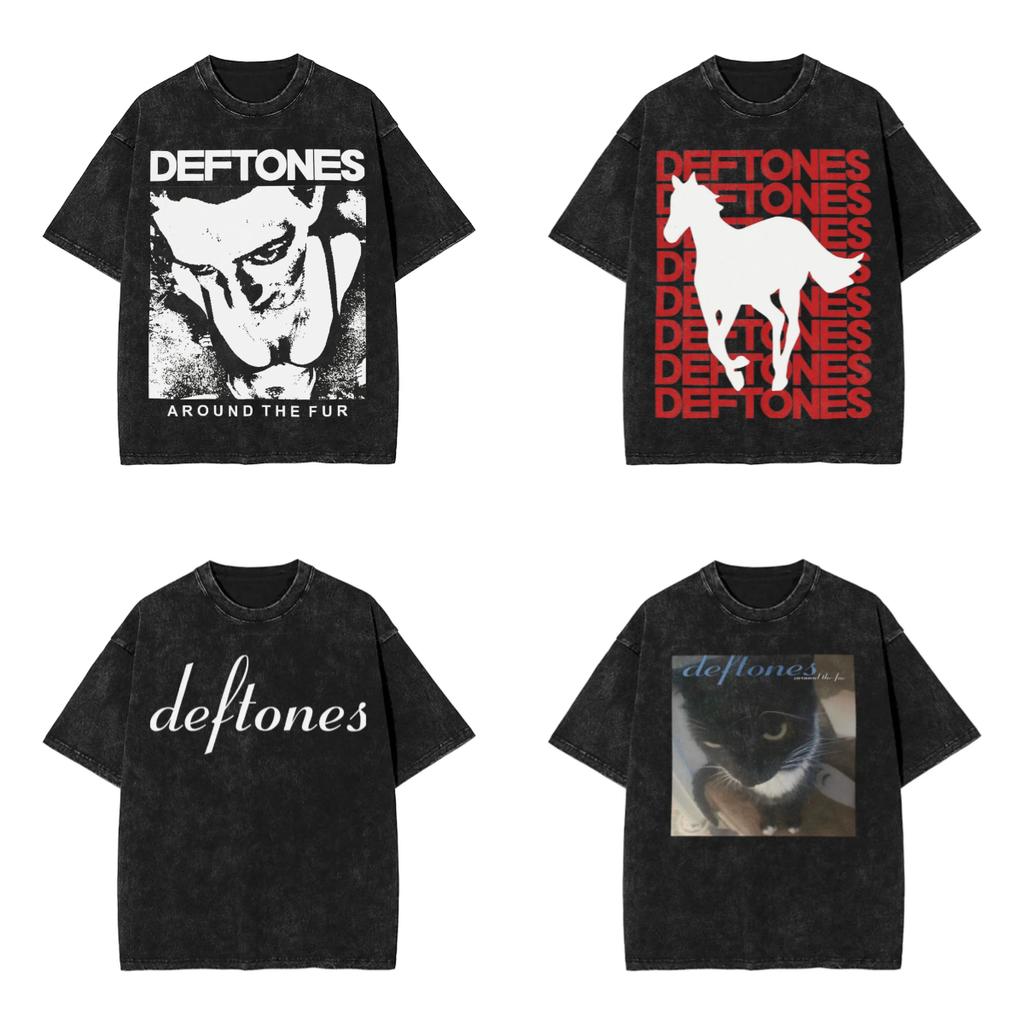 New Arrival Mens Clothes Ohms White Pony Deftones Rock Band Washed Short Sleeved Round Neck Y2k Tshirt Men Clothing Camisetas