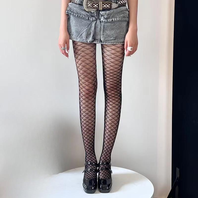 

Пара женских черных клетчатых колготок, сексуальные полупрозрачные тонкие высокие весенние колготки one size чёрный