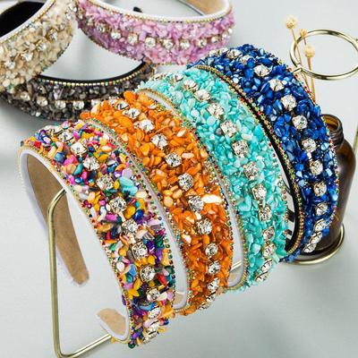 Haarband Damesontwerp Kleurrijke Turquoise Ingelegde Kristal Brede Rand Candy Kleur Hoofdband Veelzijdige Hoofddeksels