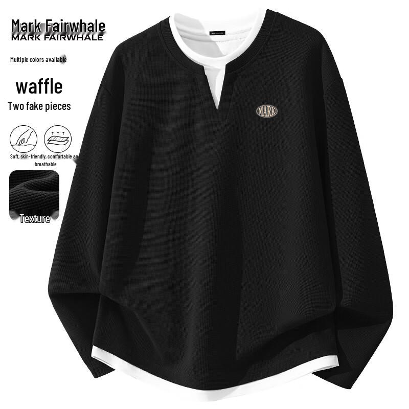 Mark Fairwhale Men s V-Neck Layered Look Waffle Knit T-Shirt M