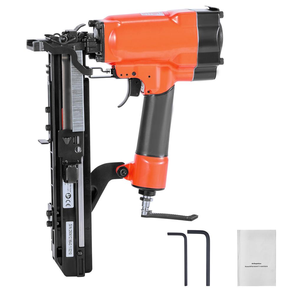 SucceBuy Pneumatic Staple Gun 16 Gauge 1-inch Wide Crown Pneumatic Stapler 5/8" to 1-1/2" Length for Roof Decking Wall Sheathing