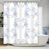Waterproof Crab Art Shower Curtain, Blue Line Illustration Design for Modern Bathroom Decor, Unique Home Accessories