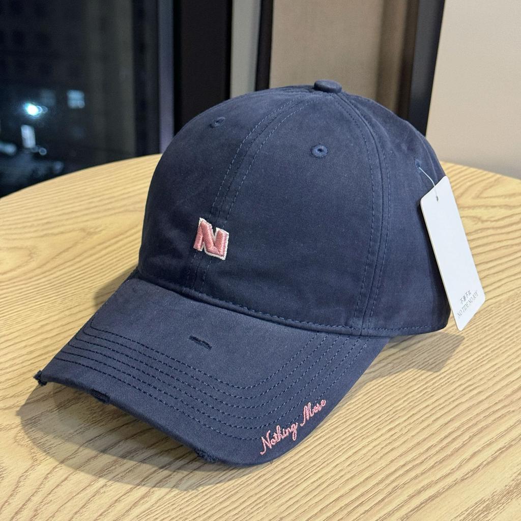 New Trendy Brand Letter Embroidery Frayed Baseball Hat for Women Casual Fashion Versatile Sun Visor Peaked Hat for Men