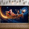 Santa Claus Display Shiny Elements Winter Display Reindeer Backdrop Festive Atmosphere Santa Sleigh Backdrop For Party Backdrop
