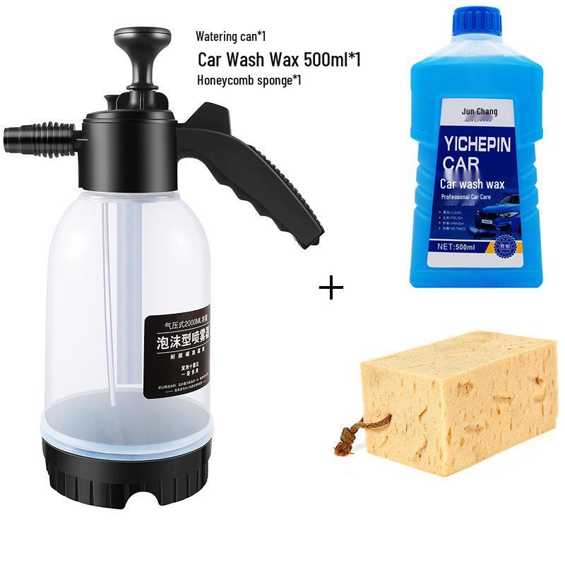 2L Manual Air Pressure Foam Sprayer for Car Wash, Acid & Alkali Resistant, Ideal for Garden and Household Use.
