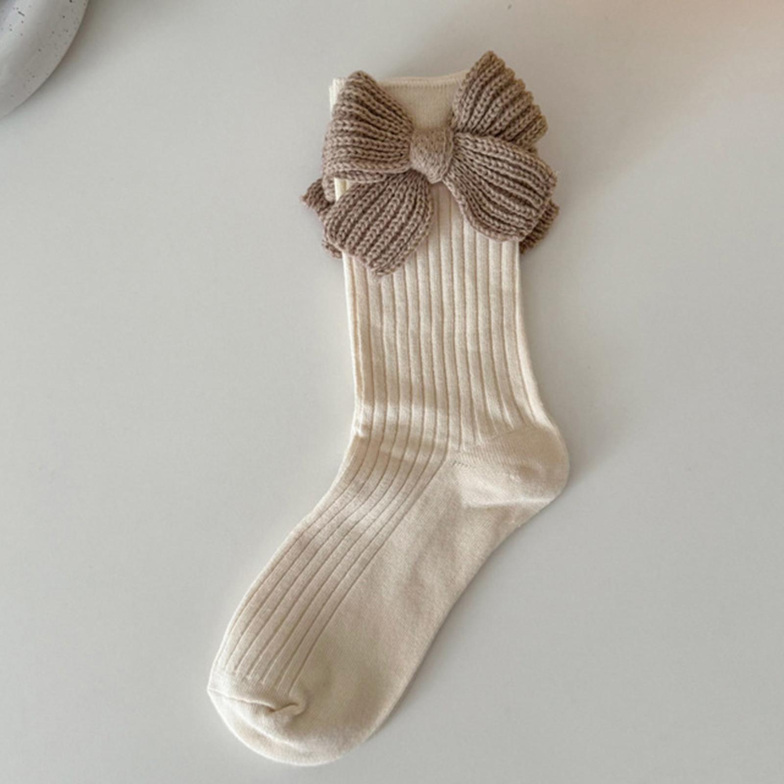 

Ladies Bow Socks, Coffee Colored Maillard Yarn, Bow Pile, Long Tube Socks, Outer Socks One Size бежевый