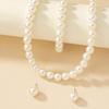 Korean Minimalist Freshwater Pearl Jewelry Set: Earrings, Bracelet, Necklace, Clavicle Chain in Retro Style for Women.